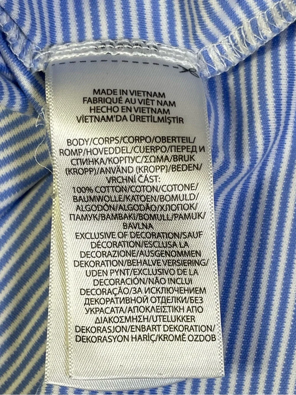 Ralph Lauren Men’s Large Light Blue & White Striped Polo Navy Pony *Flawed*